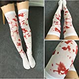 Women Over The Knee Socks Blood Stained Bloody Socks Halloween Party Costume - White liyhh