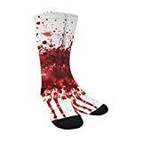 InterestPrint Funny Blood Horror Halloween Sublimated Crew Socks Unisex Athletic Socks for Men Women