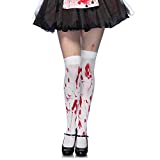 Yomiie 2 Pairs Halloween Bloody Stockings Zombie Decoration Costume Vivid Horror Blood Stained Thigh High Socks Used for Halloween Party Dance Cosplay Carnival Game Events Holiday