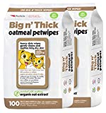 Petkin Pet Wipes  Big 'n Thick Extra Large Oatmeal Pet Wipes  Cleans Face, Ears, Body and Eye Area  Super Convenient, Ideal for Home or Travel- Wipes for Pets