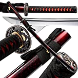 Traditional Heat/Clay Tempered Hand Forged | Real 1060/1095 T10 high Carbon Steel | Practical Authentic Japanese Samurai | Full Tang (Sun Flowers)