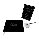 3 PCS Set Memorial Service Guest Book, Black Funeral Guest Book, Celebration of Life Decorations with Memory Table Sign, Hardcover Guest Book for Funeral, Funeral Favors with Standing Pen