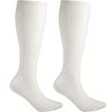 Blulu Long Embroidered German Lederhosen Socks Bavarian Socks for Traditional Oktoberfest Outfit Trachten (White, M)