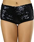 ToBeInStyle Womens Sexy Sequined Shiny Sparkly Bling Booty Dance Shorts - Black