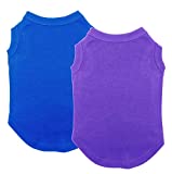 Dog Shirts Clothes, Chol&Vivi Dog Clothes T Shirt Vest Soft and Thin, 2pcs Blank Shirts Clothes Fit for Extra Small Medium Large Extra Large Size Dog Puppy, Medium Size, Blue and Purple