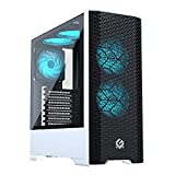 Metallic Gear Neo Air ATX Mid-Tower Case (MG-NE520A_BW01), High Airflow Mesh Front Design, 2X 120 RGB Skiron Fans, RGB Controller, Black/White