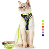 Supet Cat Harness and Leash Set Stylish Escape Proof Cat Vest Harness Adjustable Breathable Pet Harness with Reflective Trim Step-in Cat Leash and Harness for Cats Puppies