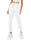 Ezymall Womens 2022 Fall Sweatpants Comfy High Waisted Workout Athletic Lounge Joggers Pants with Pockets White