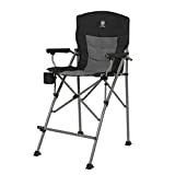 EVER ADVANCED Tall Directors Chair with Cup Holder 31", Bar Height Folding Chair for Camping, Sports with Carry Bag, Mesh Pockets and Footrest, Heavy Duty 300 lbs, Black