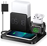 Wireless Charger,3 in 1 Fast Charging Station with Digital Alarm Clock and Night Light,Compatible for iPhone 13/13 Pro/12/12Pro Max/11 Series/XS Mas/XR/XS/8/8 Plus/iwatch/AirPods/Samsung Galaxy