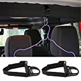 Roll Bar Coat Hanger Clothes Hook for Jeep Wrangler JL JT TJ JK JLU Sports Sahara Freedom Rubicon X & Unlimited 1997-2018 2019 2020 2021 2022 2023 Black Interior Parts Accessories (Pack of 2) (Black)