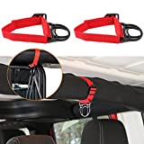 JUNLELI for Jeep Wrangler JK JL 2007-2019 Universal Inner Car Roll Bar Red Coat Hook Hanger Interior Unlimited Accessories Clothes Hangers(Pack of 2)