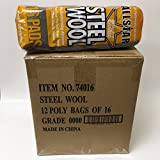 Allstar Steel Wool #0000 Super Fine Grade (12 Packs of 16 Pads)