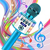 Bluetooth Karaoke Microphone Wireless Microphone for Kids Aldult with LED Lights,3in1 Portable Handheld Karaoke Mic Speaker Machine Birthday Home Party