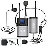 Wireless Lavalier Microphone, UHURU 3 in 1 Wireless Microphone, Bodypack Transmitter & Receiver Powered 2 x AAA Batteries for Preaching, Teaching, Video Recording, etc.