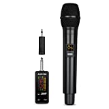 AIRIDE Portable UHF Wireless Microphone System with Metal Cordless Handheld Mic and Rechargeable Battery for Karaoke, PA, Mixer, DJ