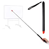 Telescopic Teachers Pointer,Teaching Pointer Stick for Classroom,Metal Hand Retractable Pointer Extended Length 47.2 Inch, Handheld Presenter Whiteboard Pointer (Black)