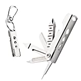 Keychain Multitool, 11-in-1 Multi Tool, Small Outdoor Gadgets with SIM tray ejector,Screwdriver,Bottle Opener,etc, Durable and Portable to Take, Great Birthday Gift for Men (Sliver)