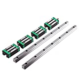 CNCCANEN 2 HGR20-2000mm Linear Rail Guideway+4 Square Stainless Carriage Blocks for CNC