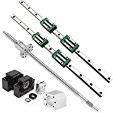 CHUANGNENG HGR20 Linear Rail Kit 1500mm Linear Guide Rail with 1PCS SFU1605 Ballscrew 1550mm with 4pcs Slide Blocks BF12/BK12 Full Accessories Linear Slide Rail, for DIY CNC Routers Lathes Mills