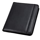 Samsill Professional Resume Padfolio with Secure Zippered Closure, 10.5 x 13 inches, Sleeve for 10.1 inch tablet, 8.5 x 11 Notepad, Black