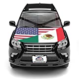 American and Mexico Hood Flag - 63"x47" (120x160cm) Half Mexican and Half American Flag for Car Hood Cover - Premium Sublimation Print Car Hood Flag + Triangle Fasteners