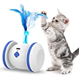 Cat Toys for Indoor Cats - LIIEYPET Interactive Cat Toy with 3 Feathers, Automatic Cat Toys with LED Lights, USB Rechargeable Cat Toys, Electronic Cat Toy, 360 Rotating, Cat Exercise Toy
