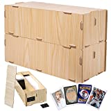 Tapeera 2-Pack Stackable Trading Card Storage Box For Sports Football Baseball Card Storage - Compatible With TCG MTG Pokemon Cards Kpop Photocard Toploaders - Each 1800 Cards With Chalkboard Labels