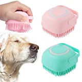 Dog Bath Brush Scrubber Soft Silicone Pet Grooming Brush Bath Shampoo Massage Dispenser Shower Brush For Short Long Haired Dogs And Cats (Blue+Pink)