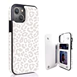 uCOLOR Flip Leather Wallet Case Card Holder Compatible with iPhone 13 6.1 iPhone 14 6.1 Women and Girls with Card Holder Kickstand (Beige Leopard)