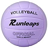 Runleaps Volleyball, Waterproof Indoor Outdoor Volleyball for Beach Game Gym Training (Purple, Official Size 5)