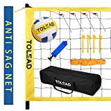 TOLEAD Portable Outdoor Volleyball Net Set for Backyard Beach with Anti-Sag System, Height Adjustable Poles, Volleyball with Pump and Carrying Bag
