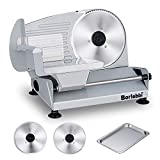Meat Slicer, 200W Electric Food Slicer with Two Removable 7.5"Stainless Steel Blades&One Stainless Steel Tray, Child Lock Protection, Adjustable Thickness, Food Slicer Machine for Meat Cheese Bread