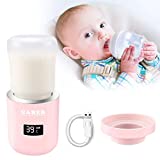 Baby Bottle Warmer for Breastmilk or Formula Baby Brew Portable Bottle Warmer with LCD Display Rechargeable Car Bottle Warmer for Travel Maintain Ideal Temperature for Milk USB Milk Heating Keeper