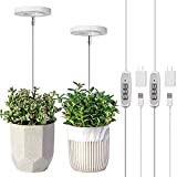 Grow Light, LORDEM Full Spectrum LED Plant Light for Indoor Plants, Height Adjustable Growing Lamp with Auto On/Off Timer 4/8/12H , 4 Dimmable Brightness, Ideal for Small Plants, Pack of 2