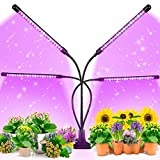 EZORKAS Grow Light, 150W Equivalent Tri Head Timing 80 LED 9 Dimmable Levels Plant Grow Lights for Indoor Plants with Red Blue Spectrum, Adjustable Gooseneck, 3 9 12H Timer, 3 Switch Modes