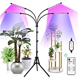 Grow Lights for Indoor Plants, LED Full Spectrum Plant Light with Stand (Adjustable Tripod 15-60inch for Floor Plants, Red/Blue/White, 4/8/12H Timer with Remote Control) (Red)