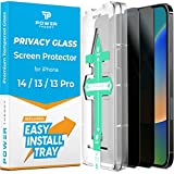 Power Theory Privacy Screen Protector for iPhone 14, iPhone 13, iPhone 13 Pro Tempered Glass Anti-Spy protection with Easy Install Tray