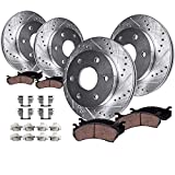 Detroit Axle - Front & Rear Drilled Slotted Rotors Ceramic Brake Pads Replacement for Silverado Sierra 1500 Tahoe Yukon Astro Safari - 8pc Set