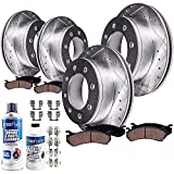 Detroit Axle - 325mm Front & 330mm Rear Drilled & Slotted Rotors + Brake Pads Replacement for Chevy GMC Silverado Sierra 2500 3500 HD - 10pc Set