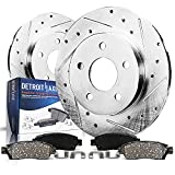 Detroit Axle - REAR 11.02" (280mm) Drilled Slotted Rotors + Brake Pads Replacement for Ford Fusion Lincoln MKZ Mazda 6 Mercury Milan - 4pc Set