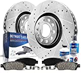 Detroit Axle - 11.34" (288mm) Front Drilled & Slotted Rotors + Brake Pads Replacement for Audi A3 Volkswagen Beetle EOS Jetta Rabbit - 6pc Set