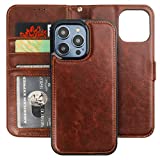 Bocasal Detachable Wallet Case for iPhone 14 Pro Max RFID Blocking Card Slots Holder Premium PU Leather Magnetic Kickstand Shockproof Wrist Strap Removable Flip Protective Cover 5G 6.7 inch (Brown)