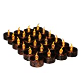 Youngerbaby 24 Pieces Bronze and Black Battery-Powered Flameless Candles, Flickering Led Tea Lights Candle, Flashing Led Candles, Battery Operated Candles for Birthday Wedding Party