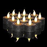 Furora LIGHTING LED Black Candles Battery Operated Tea Lights with Built-In 6/18Timer, Black Flameless Tealights Candles for Halloween Decorations, Kwanzaa Decorations, Black Decor Accents for Shelves