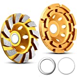 Diamond Cup Grinding Wheel 4-1/2 Inch Double Row Grinding Wheel 4 Inch 12-Segment Turbo Row Grinding Wheel Angle Grinder Disc for Grinder Polishing and Cleaning Stone (2, Elegant Style)