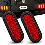 Nilight - TL-01 6" Oval Red LED Tail 2PCS w/Surface Mount Grommets Plugs IP65 Waterproof Stop Brake Turn Trailer Lights for RV Truck Jeep, 2 Years Warranty