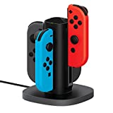 TALK WORKS Joy-Con Charger Dock For Nintendo Switch Gaming Controllers - 4-Remote Docking Charging Station Compatible w/ Switch OLED (Black)