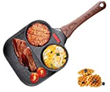 HAIYE Egg Frying Pan,Nonstick Pancake Pan, 3 Section Fried Egg Pan Aluminium Alloy Cooker For Breakfast,Suitable for Induction Cookers and Gas Stoves(three section)