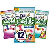 Welch's Juicefuls Juicy Fruit Snacks, Mixed Fruit, Berry Blast & Island Splash Fruit Gushers Variety Pack, Gluten Free, 4 oz Sharing Size Bags (Pack of 12)